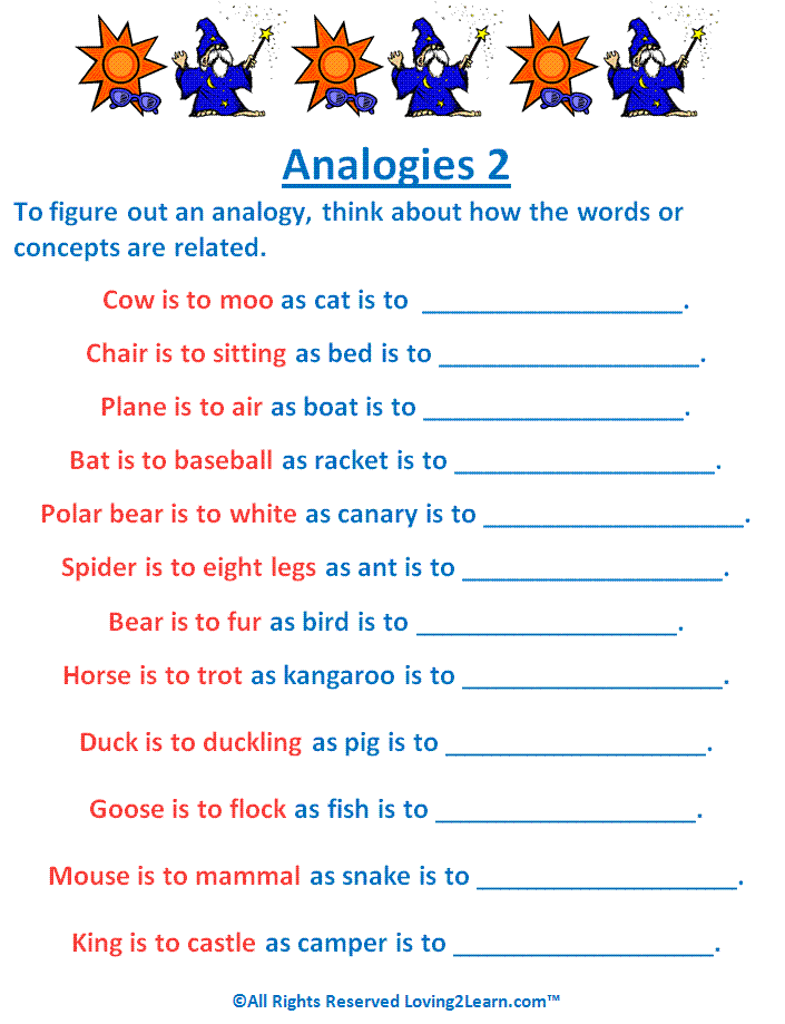 Analogies Worksheet and Learning Video